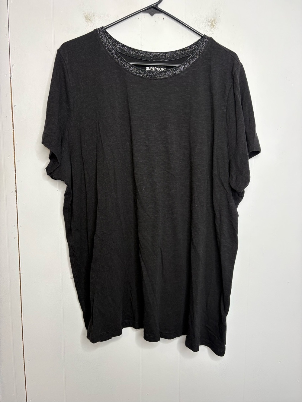 Torrid Top Womens 3X Super Soft Slub Jersey Glitter Crew Neck Stretchy Casual